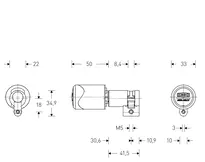 Dessin technique Cylindre électronique à bouton i-turn CH_KESO_E1.03W,_neu_ch
