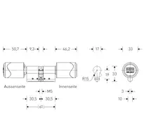 Technical drawing Electronic knob cylinder i-turn CH_KESO_E1.4___neu_ch