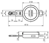 Technische Zeichnung Schlüssel eCLIQ CH_N0.002,V=B1/B2/B3