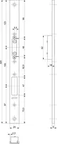 Technical drawing U-shaped face plate for the panic passive leaf locking system in metal frame doors 14413-M-STU