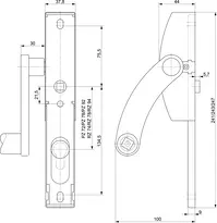 Technical drawing Panic door fitting 5971 5971