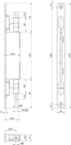 Technical drawing 2 Mortise lever flush bolt 1807 1807