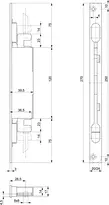 Technical drawing Mortise lever flush bolt 1808 1808