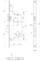 Technical drawing Security mortise lock 1857H