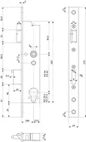 Dessin technique Serrure à mortaiser de sécurité anti-panique Delta 19546PBe-SV-ZF