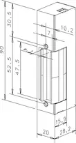 Technical drawing Electric strike 9334--------###