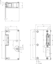 Technical drawing Electric strike in surface-mounted housing 118----A3002###