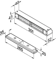 Technical drawing Flat holding magnet model 827A-IP 827A-IP
