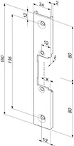 Technical drawing U-shaped strike plate ProFix 2 sbl055G