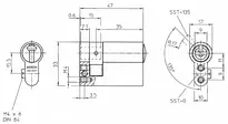 Technical drawing Switch cylinder - system SK6 Z098