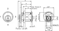 Technical drawing Universal locking lever cylinder - system SK6 Z211