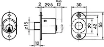Technical drawing Furniture push-in cylinder - system TK5 5426