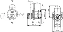 Technical drawing Universal locking lever cylinder with adjustable lever distance - system TK5 5449,AUS=E29-34