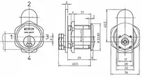 Technical drawing Universal locking lever cylinder - system SK6 Z449,AUS=E29