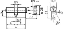 Technische Zeichnung Profil-Knaufzylinder .534,KNF=2