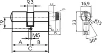 Technical drawing Profile-knob cylinder .534,KNF=92