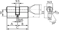 Technical drawing Profile-knob cylinder .534,KNF=94