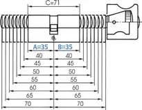 Technische Zeichnung 2 Profil-Knaufzylinder - System TK6 6534,KNF=2