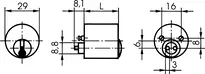 Technical drawing Furniture cylinder - system SK6 Z583
