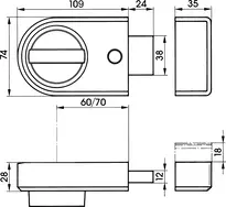 Technical drawing Rim lock without cylinder 9131