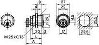 Technical drawing Locking lever cylinder - system TK5 5923