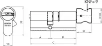 Technische Zeichnung 1 Profil-Knaufzylinder - System R10 R534,KNF=9