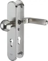 Stahl-Schutzbeschlag mit PZ-Lochung - Rundknauf/Drücker