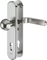 Stahl-Schutzbeschlag mit PZ-Lochung - Rundknauf/Drücker