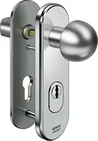Steel security fitting with cylinder cover - round knob/handle