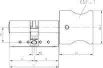 Technical drawing 1 Profile knob cylinder - system WSW W534,KNF=1