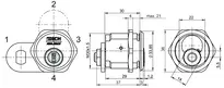 Technical drawing 1 Locking lever cylinder CLIQ® Go N320,AUS=1,SERVICE=CLIQGo