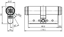 Technische Zeichnung 1 Profil-Doppelzylinder eCLIQ N551