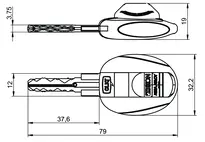 Technical drawing Key VERSO®CLIQ V109,V=B1/B2/B3