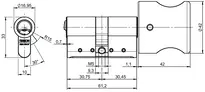 Technical drawing Profile-knob cylinder VERSO®CLIQ V534,KNF=1