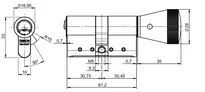 Technical drawing Profile-knob cylinder VERSO®CLIQ V534,KNF=2
