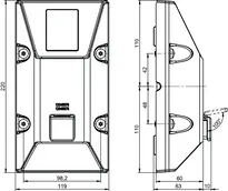 Technical drawing 1 Vandalism proof wall programming device VERSO®CLIQ-Remote VR03