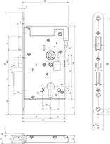 Technical drawing Electric high-security lock 809M34A72B65E9#