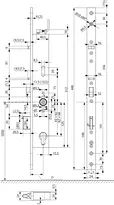 Technical drawing High security lock 809NE, electrically handle-controlled Panik E_809NE_1FL