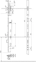 Technical drawing High security multi-point lock 819NE, electrically handle-controlled Panik E_819NE_1FL_mit_807
