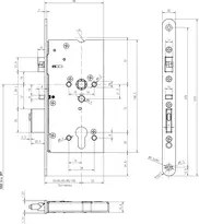 Technische Zeichnung MEDIATOR® Schloss, Vollblatt-Version 609-601PZ-----1