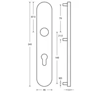 Technical drawing 1 Fire protection fitting with panic handle for wide style doors H77703