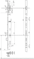 Technical drawing Mechanical high security multi-point lock 319NB Panik B_319NB_1FL_mit_807