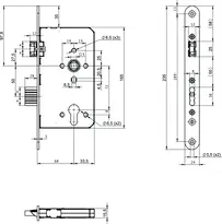 Technical drawing Standard panic lock N1108 N1108400912000K