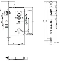 Technical drawing Standard panic lock N1108 N1108400913000K