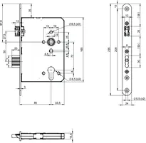 Technical drawing Standard panic lock N1108 N1108400915000K