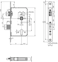 Technical drawing Standard panic lock N1104 N11XX_PZ_C_1FL_oÜW_oOV