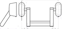 Technical drawing Panic push bar narrow version model N2500 N2500