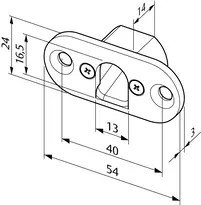Technical drawing Flat strike plate N6T7F N6T7F-R---D07-1